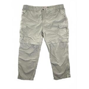 REI Men's High Rise Olive/Grey Convertible Cargo Pants Zip Off Legs - XXL 46x30